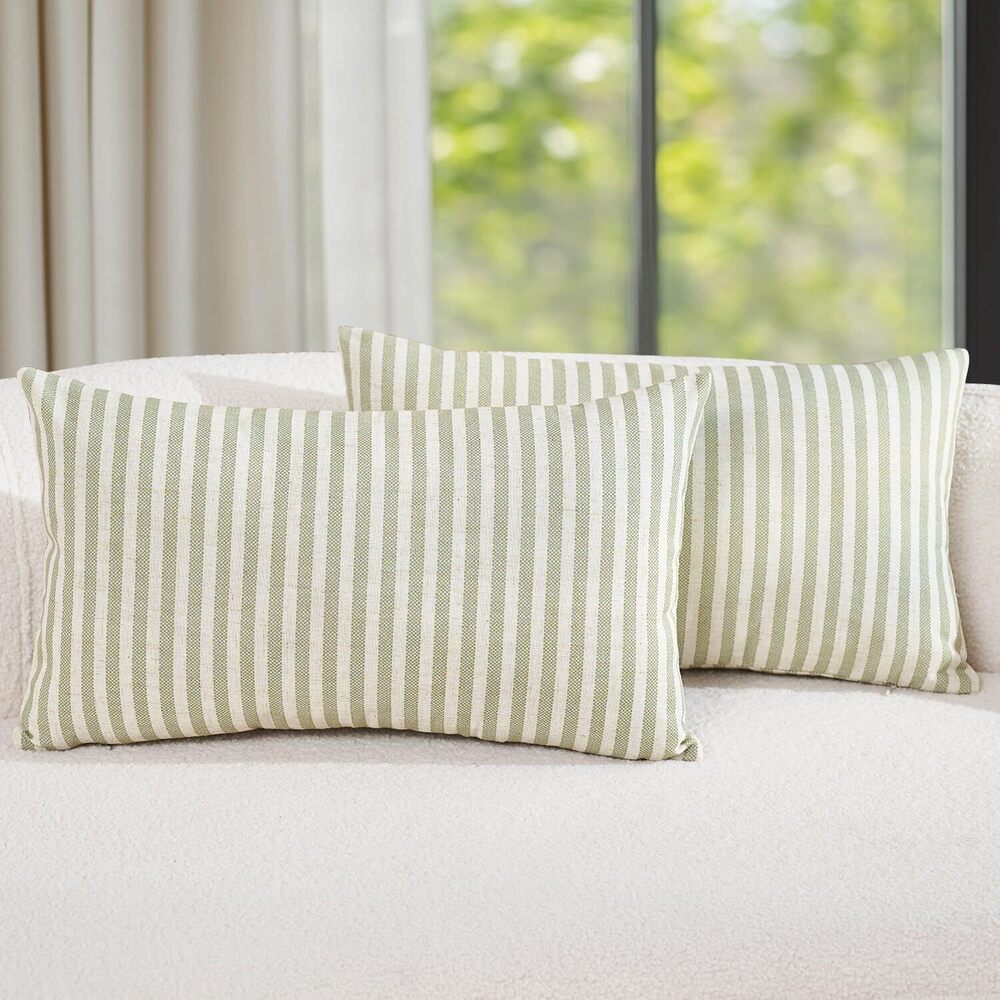 3577 Striped Pillow Covers Farmhouse Boho Linen Ticking Stripe Pattern